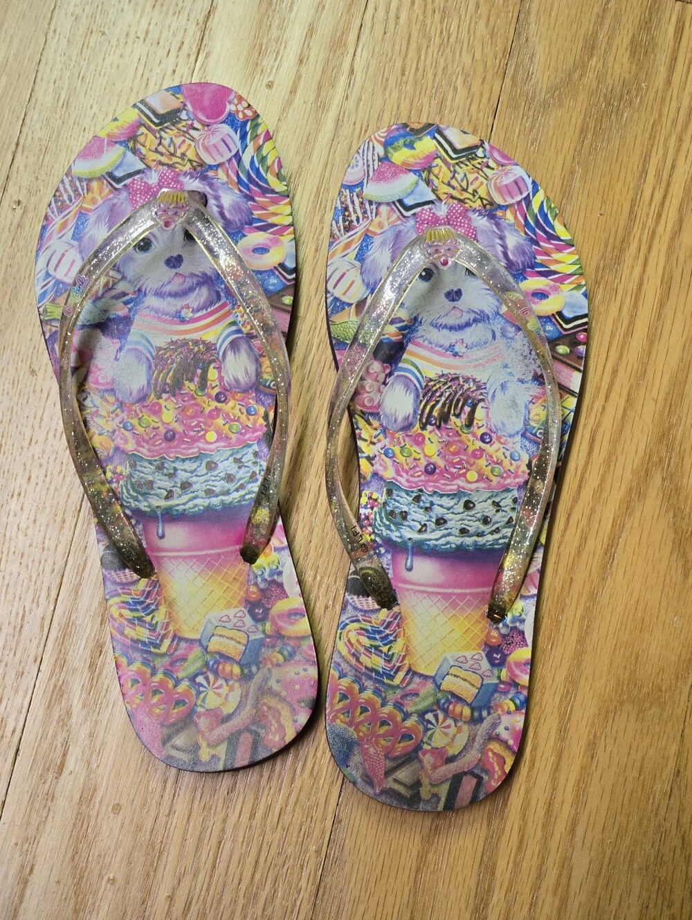Lisa Frank Boopsi Doodle Size 7/8 Flip Flops